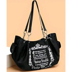 NWOT Multipurpose‎ Vegan Suede Letters Shoulder Bag Spacious Interior Casual